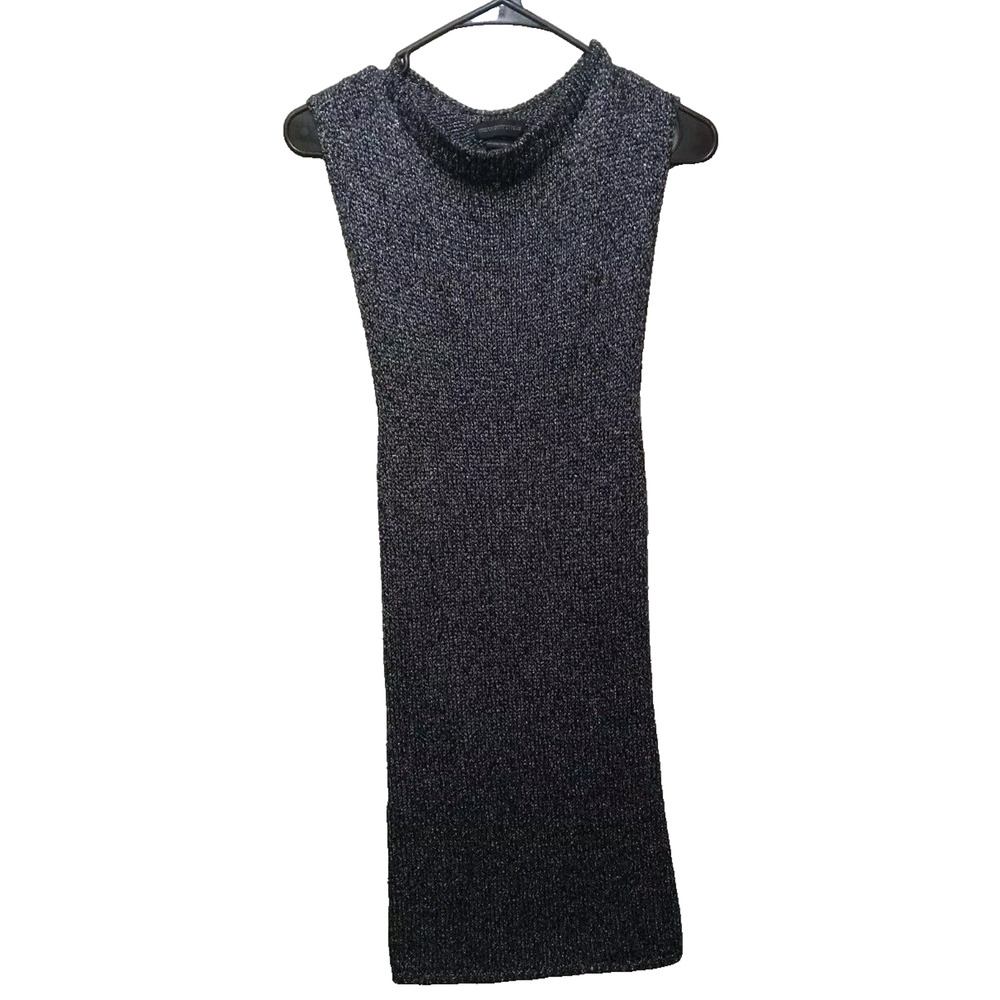 VTG Urban Outfitters Black & Silver Sparkle Tank Sweater Dress S Disco Bodycon